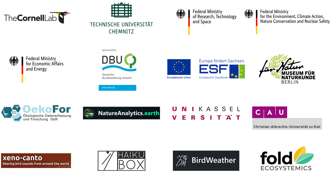 Logos of BirdNET partner organizations